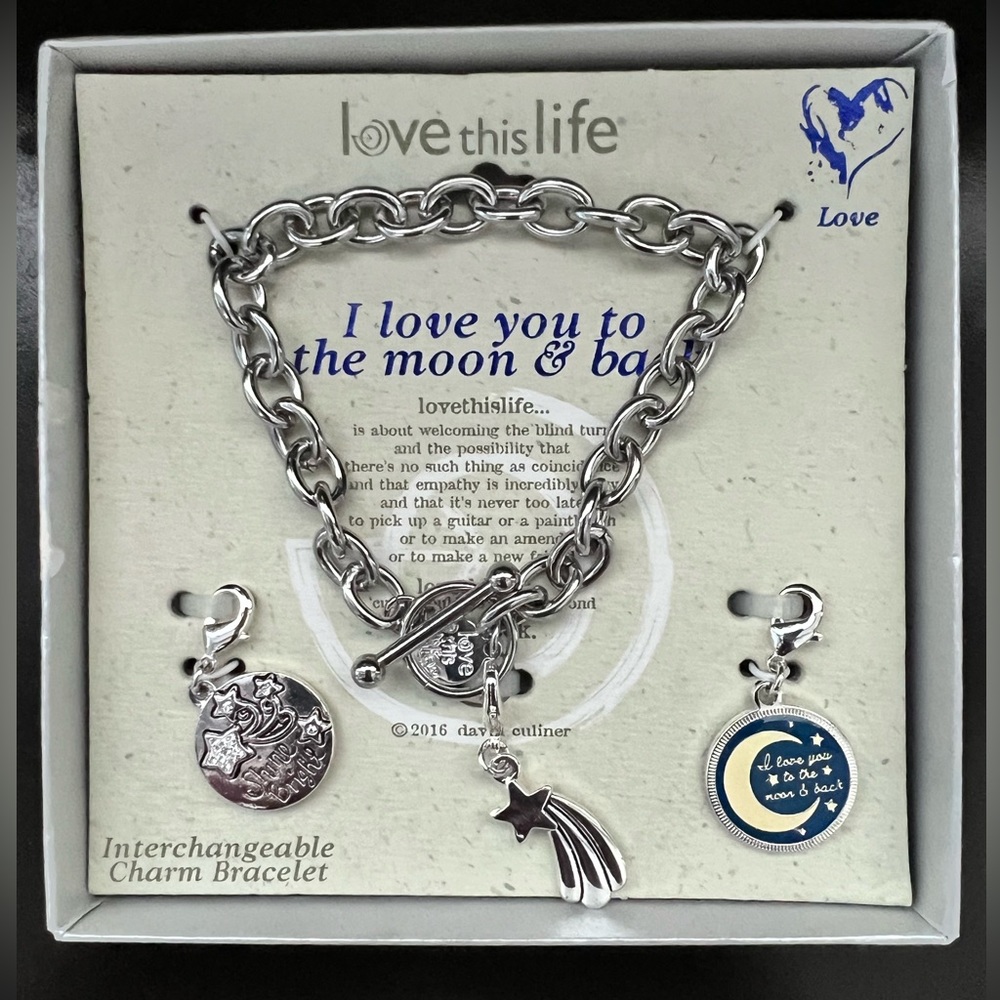 Love This Life “I love you to the moon & back”  Interchangeable Charm Bracelet